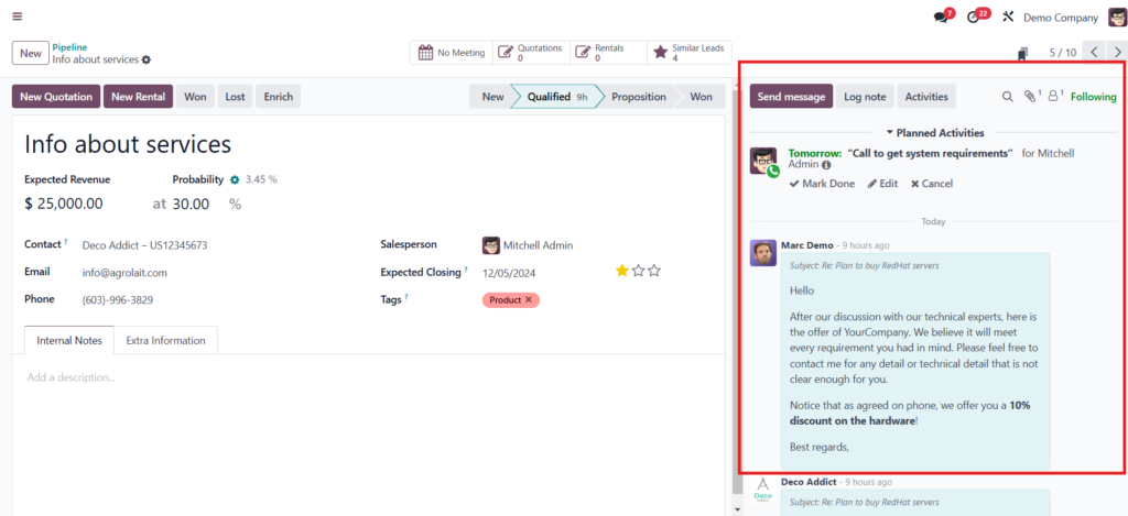 Odoo 17 Chatter