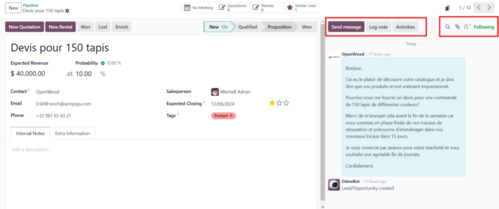 How to Add Chatter in Form View in Odoo 17