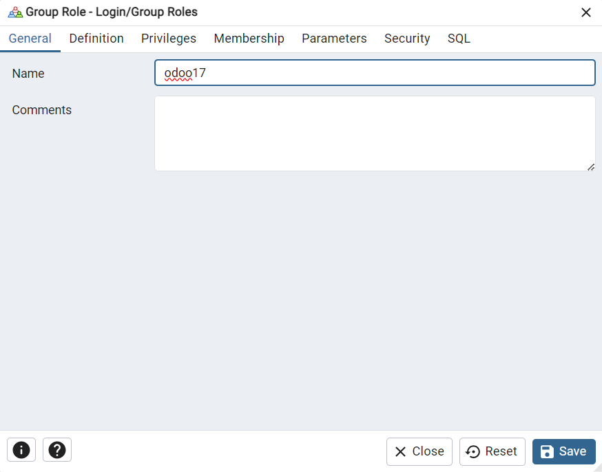 creating role in pgadmin postgresql