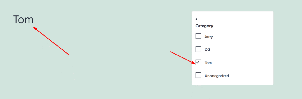 output for filter posts by category using ajax